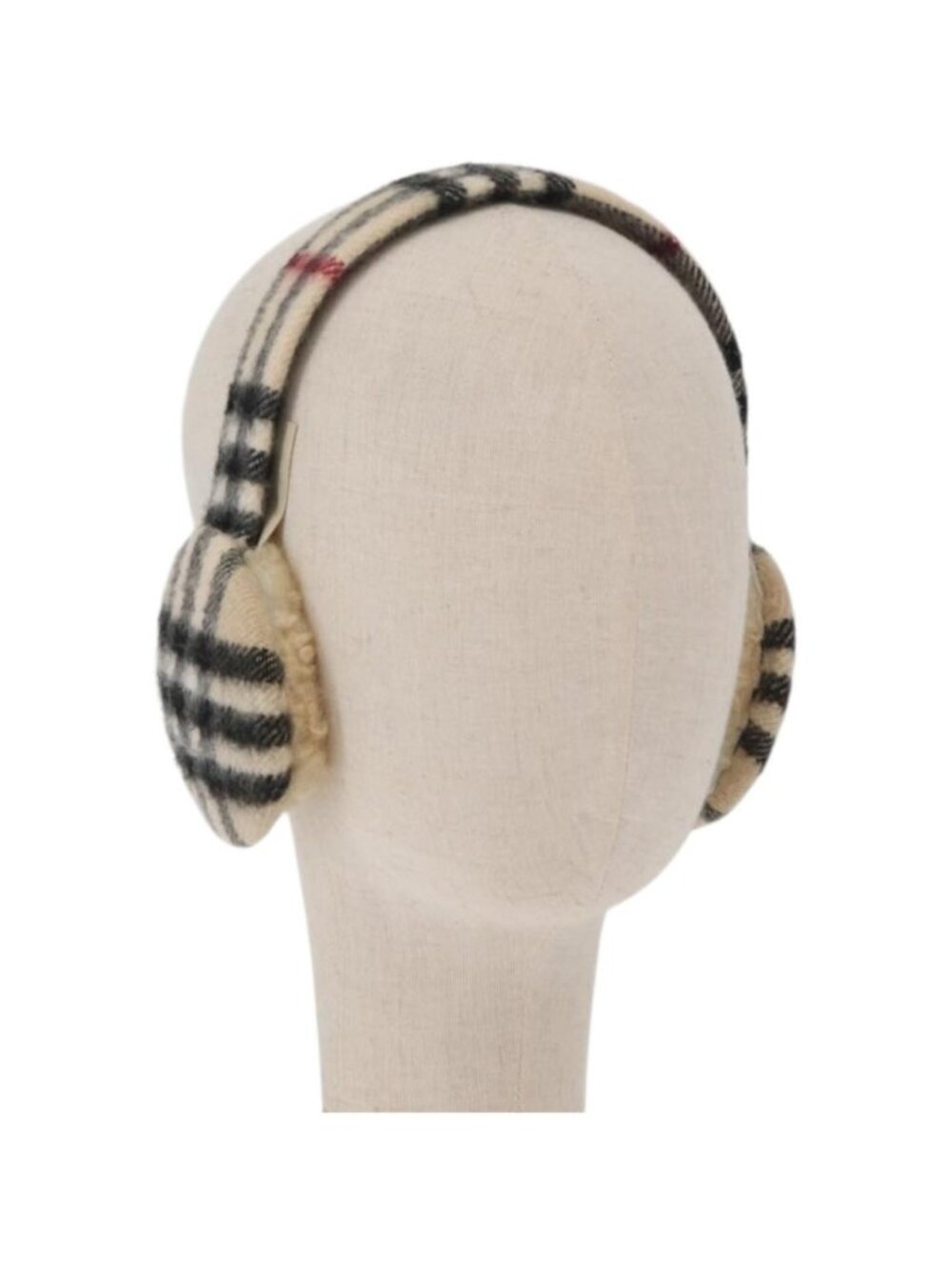 BURBERRY Nova Check Earmuff Wool Beige